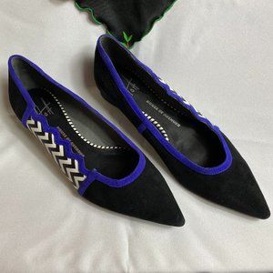 Retro Inspired Chevron Purple Black Flats Size 7.5